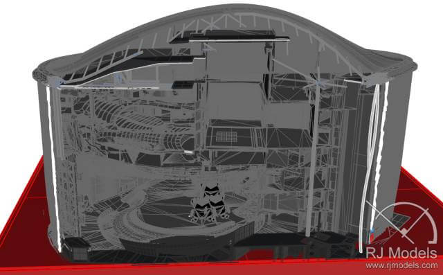 3D section of the Xiqu Centre drafted prior to making the conceptual model.