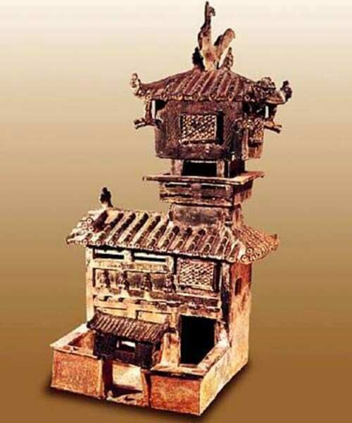 Models of pottery buildings in Han Dynasty