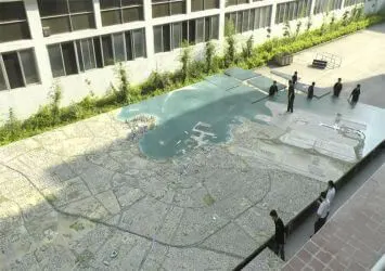 Doha city planning model spread across a floor