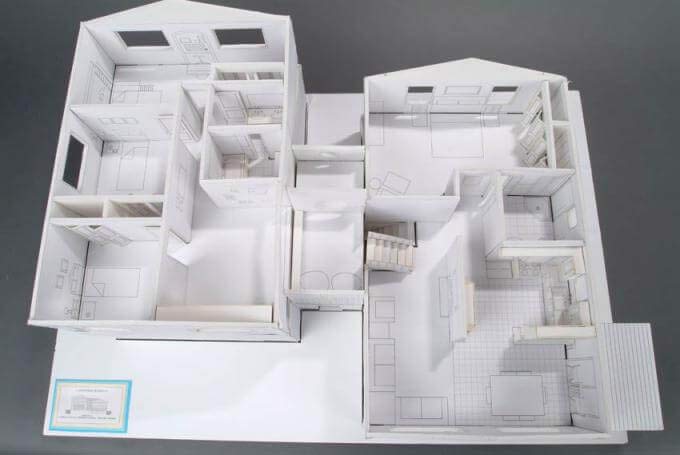 Villa model made of white foam